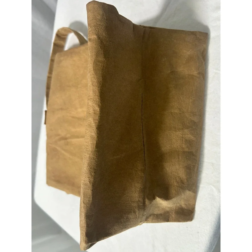 Trader Joe's Washable Paper Lunch Bag Tan Brown Reusable Eco-Friendly Tote#973